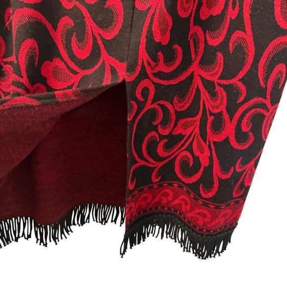Nina Leonard Black & Red Fringe Skirt Size 1X 100% Acrylic skirt - Picture 12 of 12